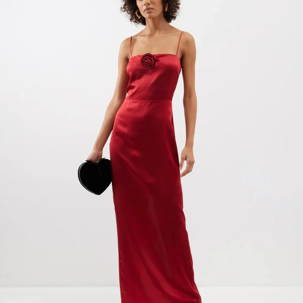 Reformation Frankie Silk Dress | Red Rosette 🌼 Spring Sale 🌼 - Picture 2 of 6